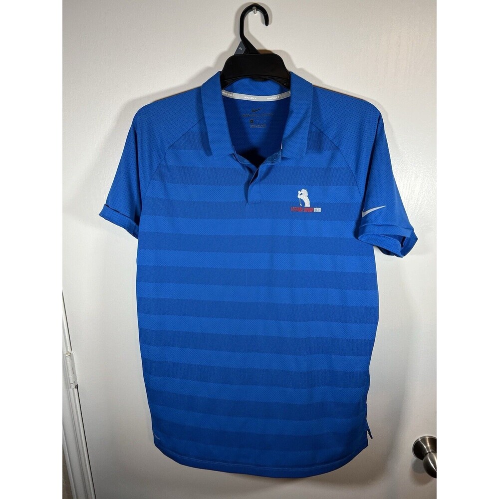 Nike Zoning Cooling  Legends Junior Tour Golf Polo Shirt Large Blue Mens